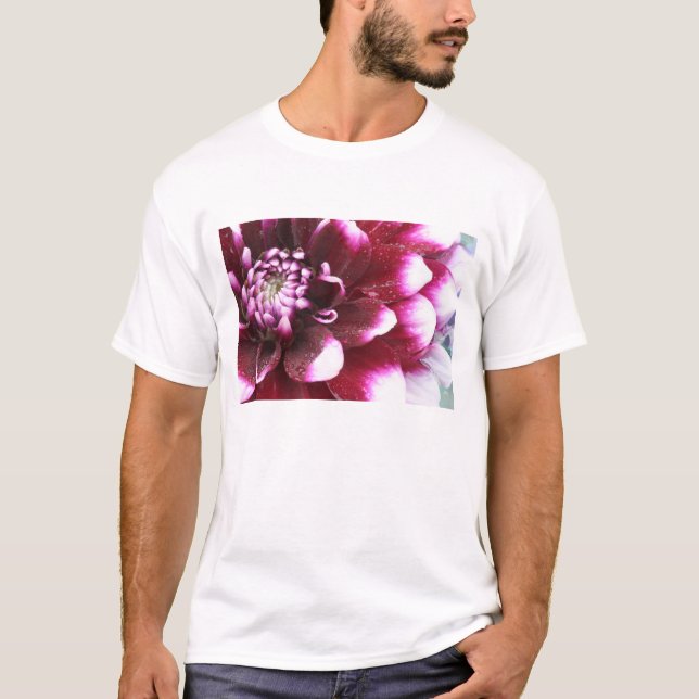 Camiseta Estrecha en fotografías de la flor Dalhia con el (Anverso)