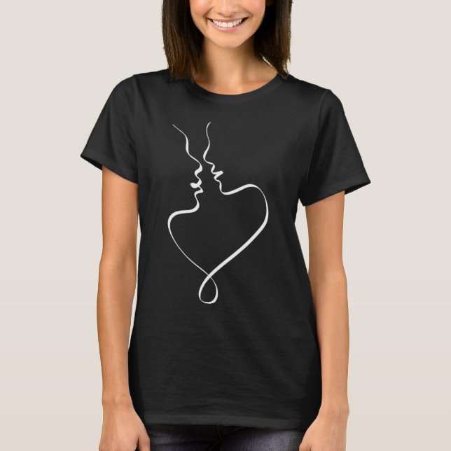 Camiseta ESTRECHA LÍNEA DE KISS Romantic Couple Cute Lovely (Anverso)
