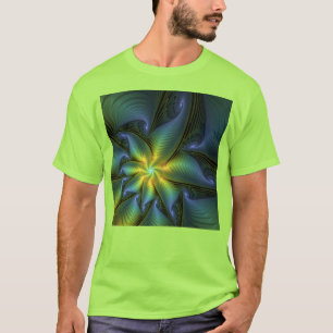 Camiseta Estrella abstracta, brillante arte azul verde dora
