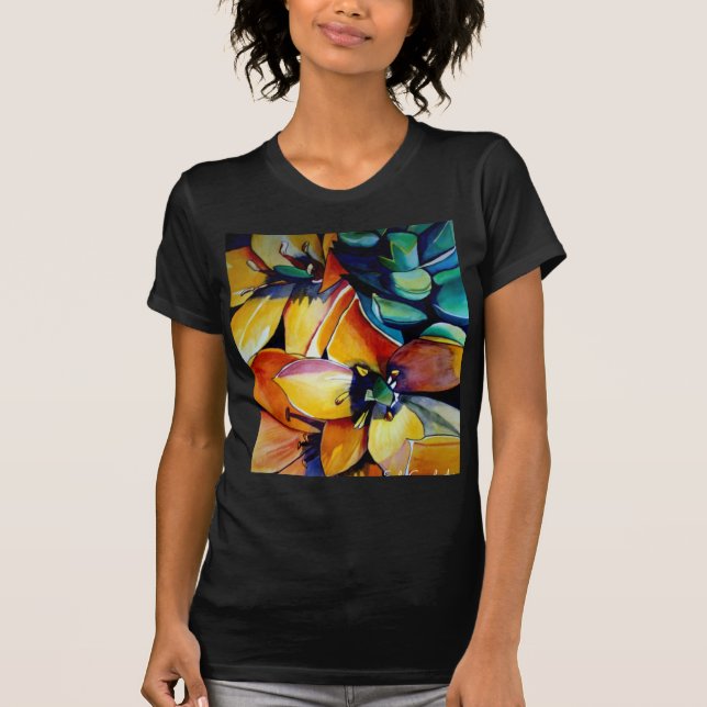 Camiseta Estrella Amarilla de Belén flor acuarela arte (Anverso)