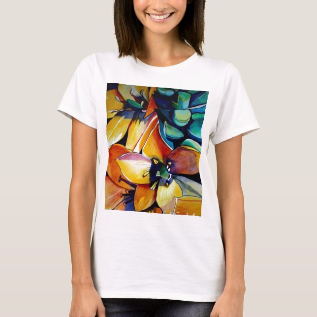Camiseta Estrella Amarilla de Belén flor acuarela arte (Anverso)