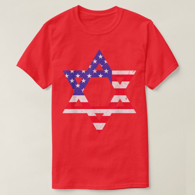Camiseta Estrella Americana De La Bandera De David Jewish H (Diseño del anverso)