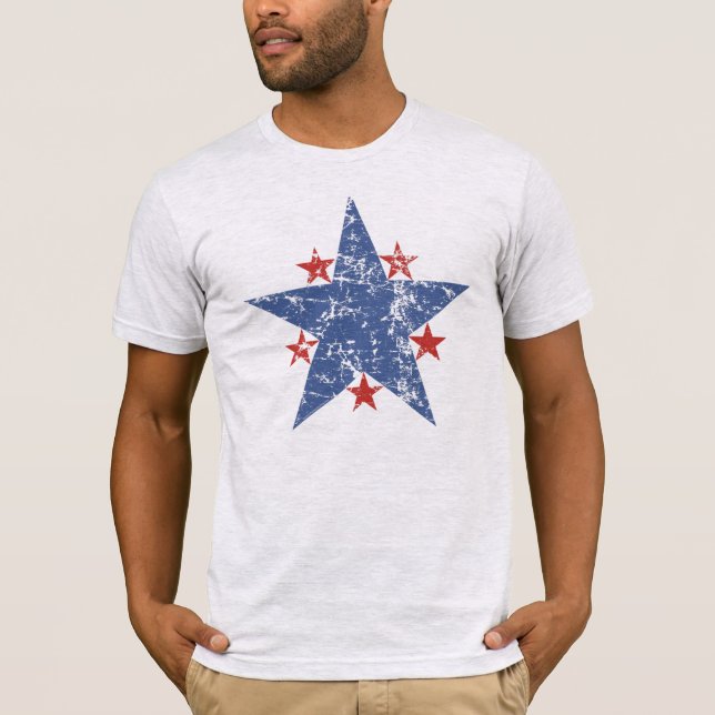 Camiseta Estrella azul angustiada Red America Vieja Gloria  (Anverso)