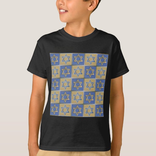Camiseta Estrella azul dorada de los paneles de arte de Dav (Anverso)