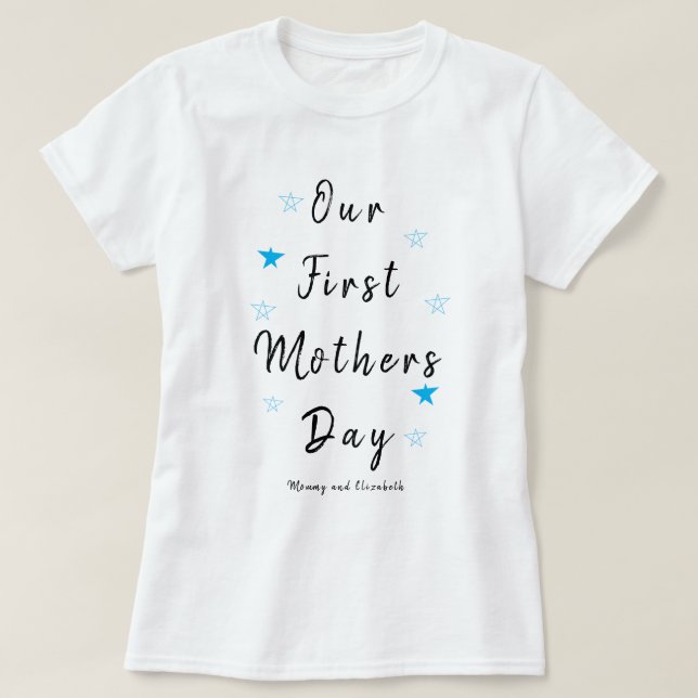 Camiseta Estrella azul nuestro primer Día de la Madre, cami (Diseño del anverso)