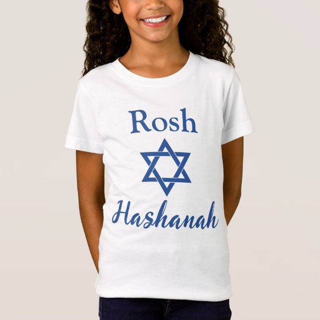 Camiseta Estrella azul y blanca de David Rosh Hashanah (Anverso)