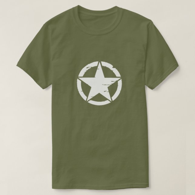 Camiseta Estrella blanca apenada del ejército (Diseño del anverso)