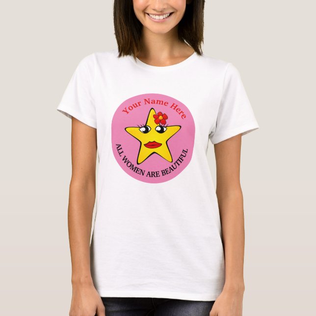 Camiseta Estrella Chica amarilla suave Las mujeres poderosa (Anverso)