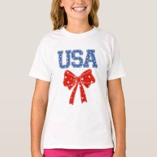 Camiseta Estrella Coqueta de lazo de USA - Patriótico 4 de