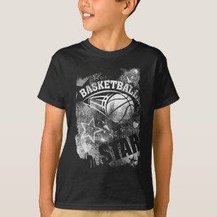 Camiseta Estrella de baloncesto Black Grunge Basketball