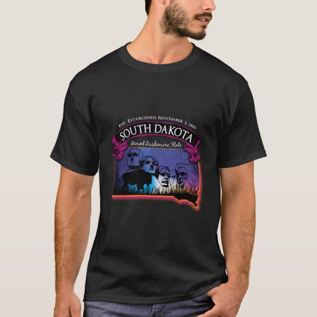 Camiseta Estrella de búfalo en el mapa estatal Mount Rushmo (Anverso)