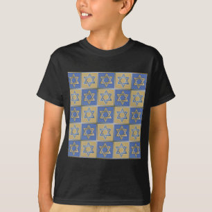 Camiseta Estrella de David Judaica Metal Dorado Azul
