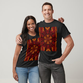 Camiseta Estrella de Fuego Dorado Gráfico Floral Bohemio