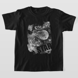Camiseta Estrella de golf, Black Grunge Golf