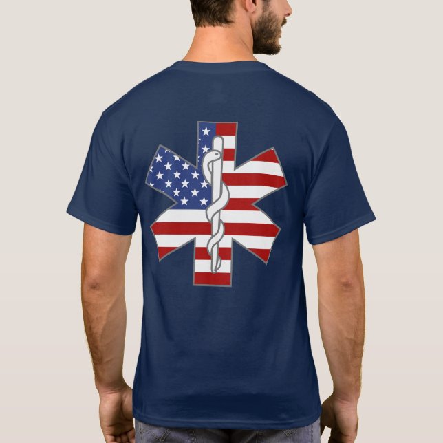 Camiseta Estrella de la vida Patriótico EMT Nombre personal (Reverso)