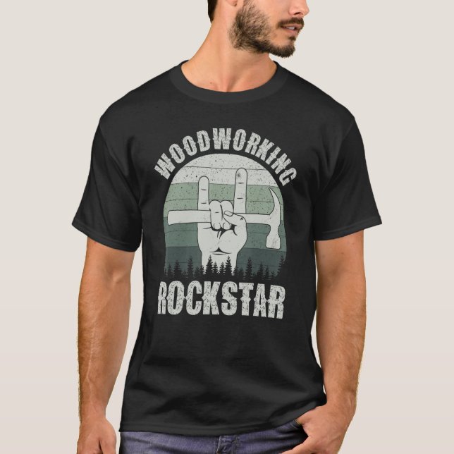 Camiseta Estrella de madera, carpintero gracioso papá, retr (Anverso)