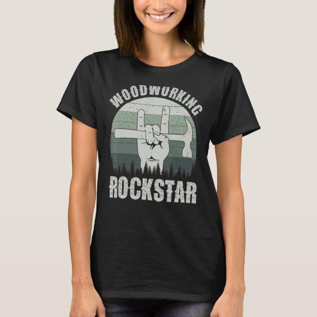 Camiseta Estrella de madera, carpintero gracioso papá, retr (Anverso)