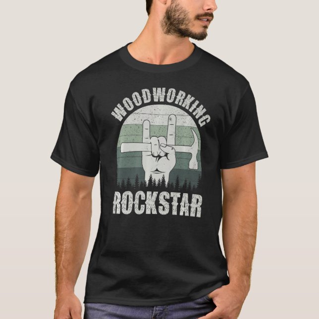 Camiseta Estrella de madera, carpintero gracioso papá, retr (Anverso)