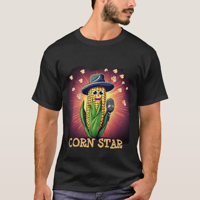 Camiseta Estrella de maíz divertida comida de la música de  (Anverso)