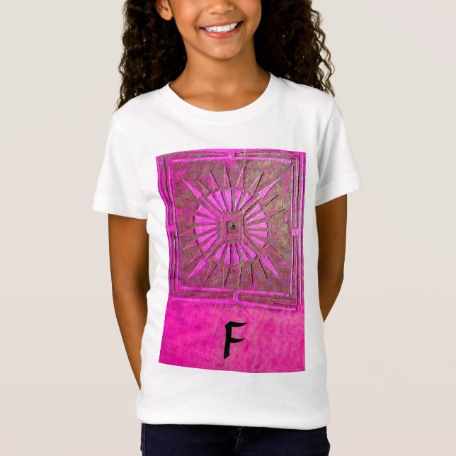 Camiseta ESTRELLA DE MAÑANA rosa, negro de fucsia, monogram (Anverso)