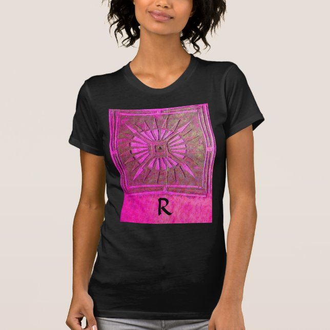 Camiseta ESTRELLA DE MAÑANA rosa, negro de fucsia, monogram (Anverso)