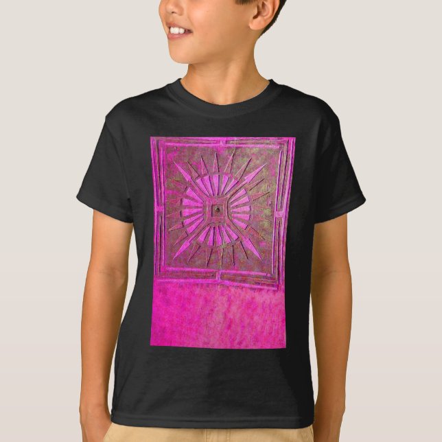 Camiseta ESTRELLA DE MAÑANA rosa, negro de fucsia, monogram (Anverso)