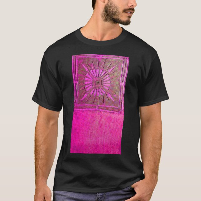 Camiseta ESTRELLA DE MAÑANA rosa, negro de fucsia, monogram (Anverso)