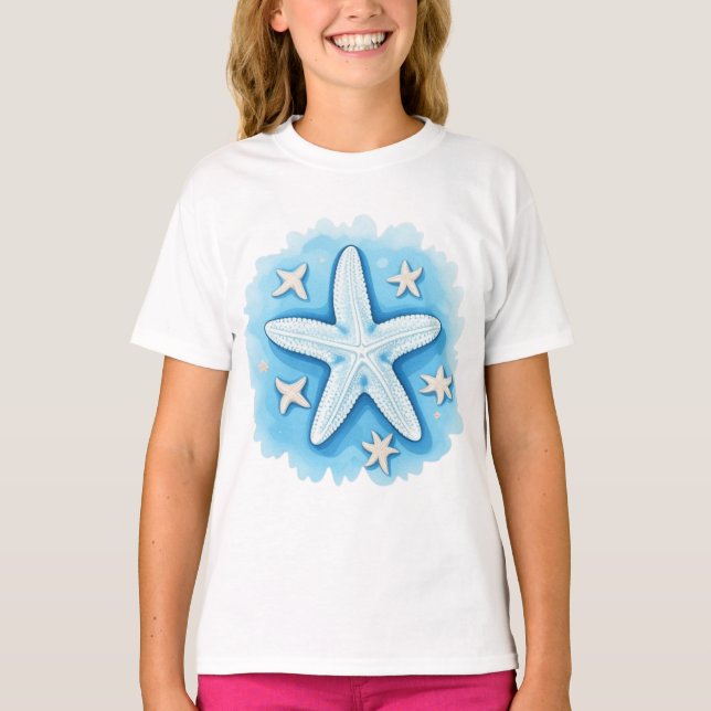 Camiseta Estrella de mar en azul (Anverso)