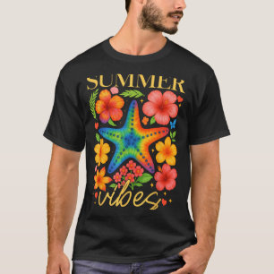Camiseta Estrella de mar Hibisco Boho Flor Hawái Vibracione