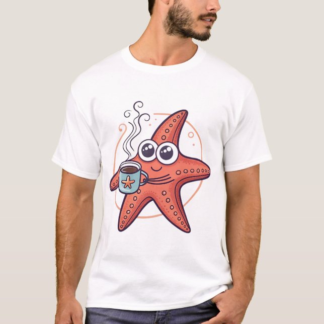 Camiseta Estrella de mar obsesionada con el café (Anverso)