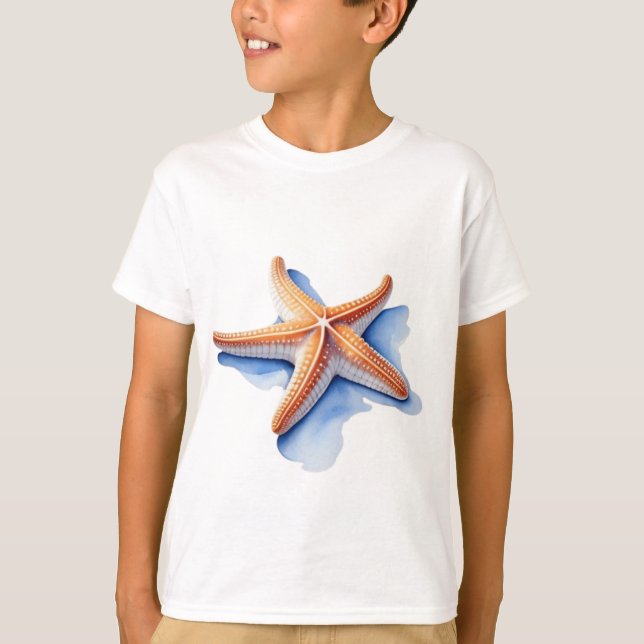 Camiseta Estrella de mar y silueta azul (Anverso)