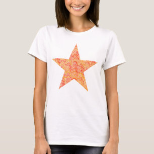 Camiseta Estrella de onda abstracta - naranja, coral y oro