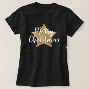 Camiseta Estrella de oro navideña negra