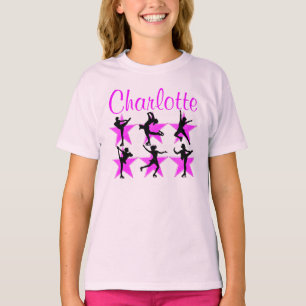 Camiseta ESTRELLA DE PATINAJE PERSONALIZADA DE bonito PINK 