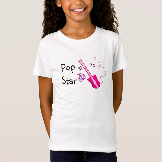 Camiseta Estrella de Pop Guitarra Rosa (Anverso)