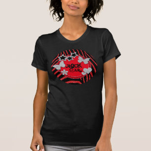 Camiseta Estrella de rock de color negro rojo plat
