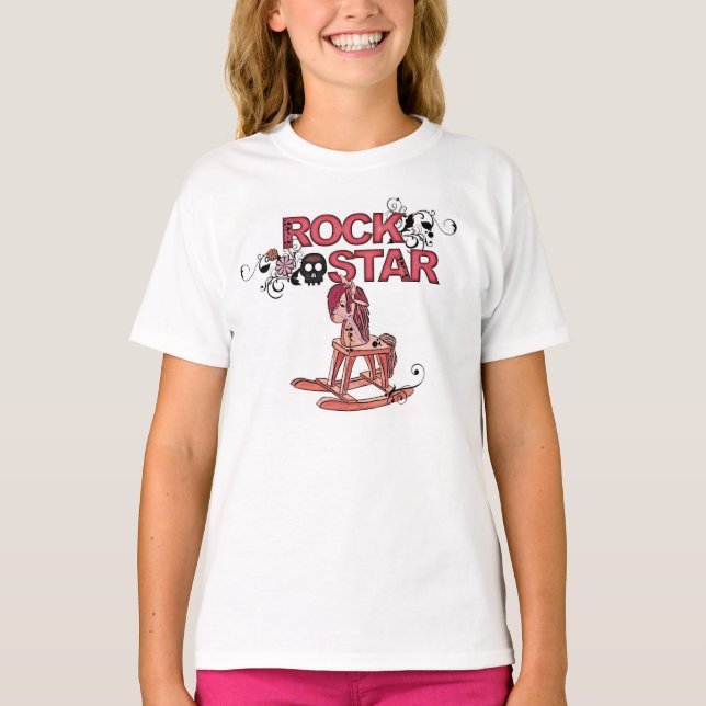 Camiseta Estrella de rock divertida de chicas de caballos (Anverso)