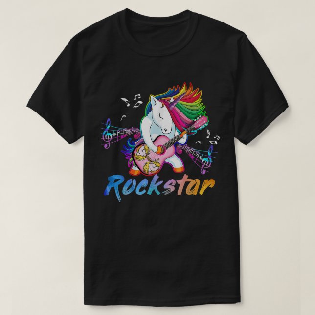 Camiseta estrella de rock Guitarrista de música rock cantan (Diseño del anverso)