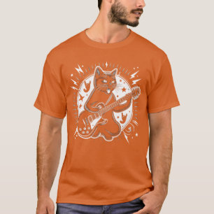 Camiseta Estrella de Rock Rock and Roll Gato Tocando Guitar