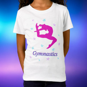 Camiseta Estrella de silueta de la gimnasia magenta que sal