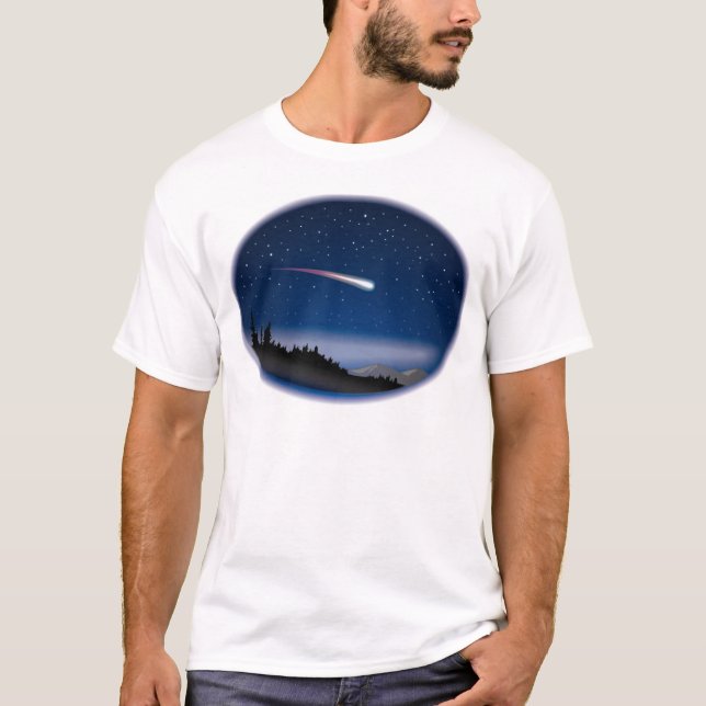 Camiseta Estrella de tiro sobre paisaje nocturno (Anverso)