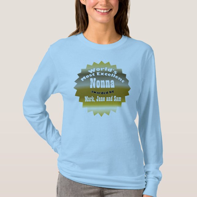 Camiseta ESTRELLA DEL ORO. Nonna más excelente del mundo (Anverso)