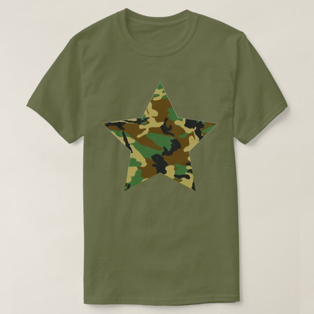 Camiseta Estrella del patrón de camo de Woodland (Diseño del anverso)