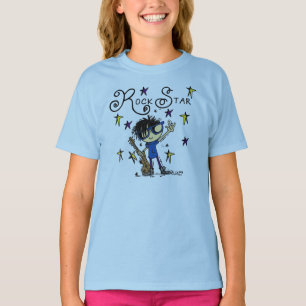 Camiseta Estrella del rock del muchacho del pelo negro