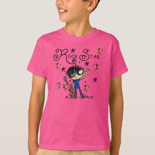 Camiseta Estrella del rock del muchacho del pelo negro