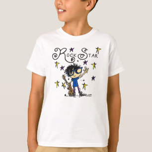 Camiseta Estrella del rock del muchacho del pelo negro