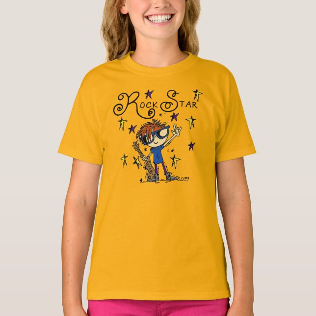 Camiseta Estrella del rock del muchacho del Redhead (Anverso)