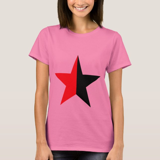 Camiseta Estrella del rojo y del negro en el verde caqui de (Anverso)