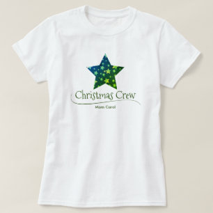 Camiseta Estrella dorada verde Navidades modernas