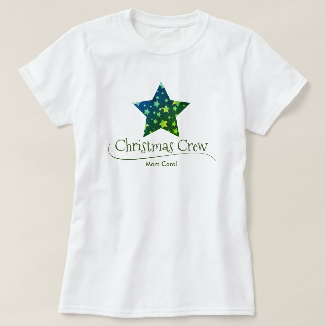 Camiseta Estrella dorada verde Navidades modernas (Diseño del anverso)